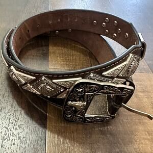 West Star Texas Concho Belt Horse Conchos Leather Belt Size Large